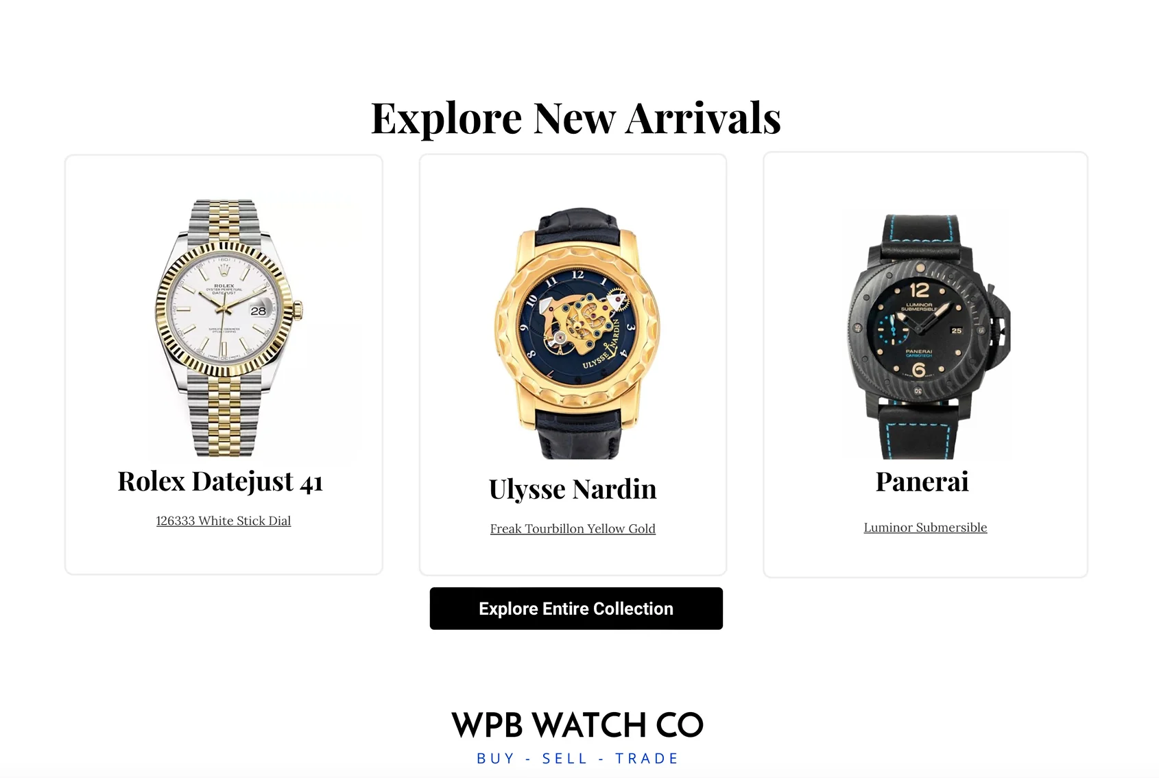 Landing page design for watch company in west palm beach Florida